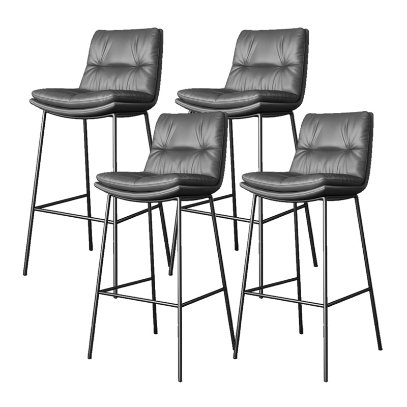 Scandinavian Metal Barstool Faux Leather Counter Stool With Iron 4 Legs