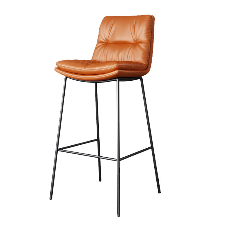 Scandinavian Metal Barstool Faux Leather Counter Stool With Iron 4 Legs