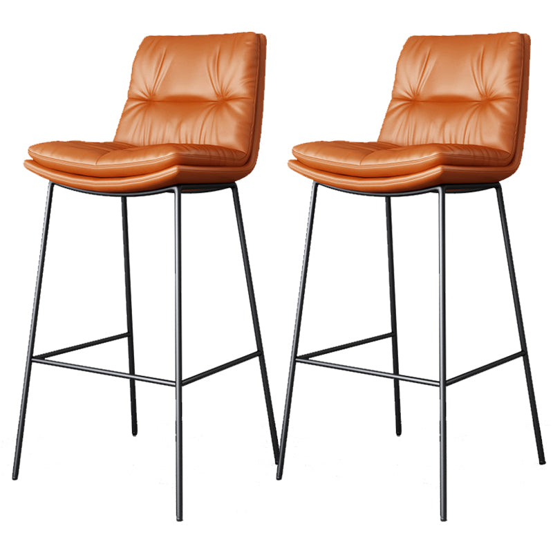 Scandinavian Metal Barstool Faux Leather Counter Stool With Iron 4 Legs