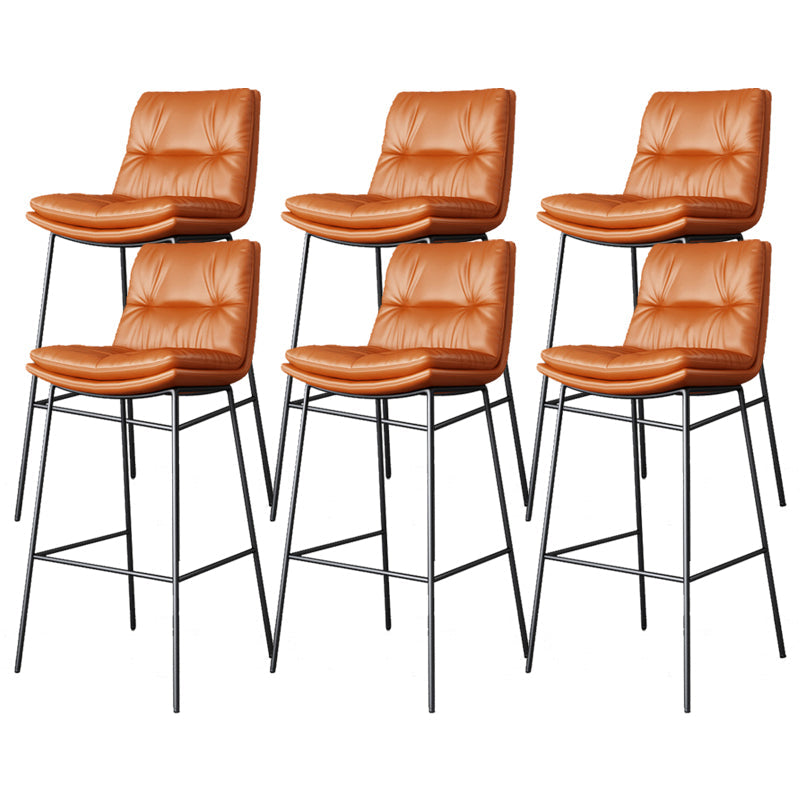 Scandinavian Metal Barstool Faux Leather Counter Stool With Iron 4 Legs