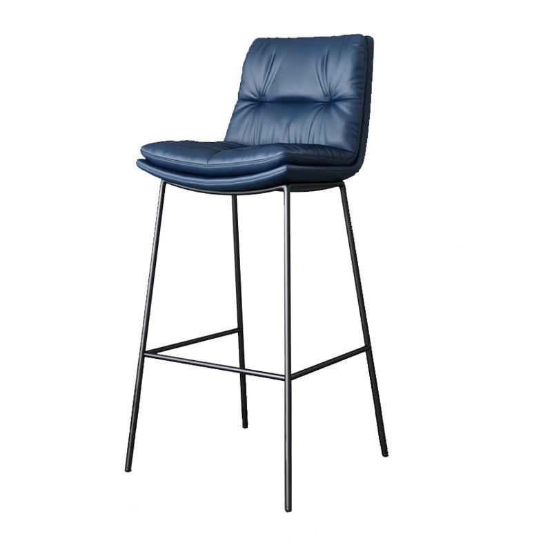 Scandinavian Metal Barstool Faux Leather Counter Stool With Iron 4 Legs