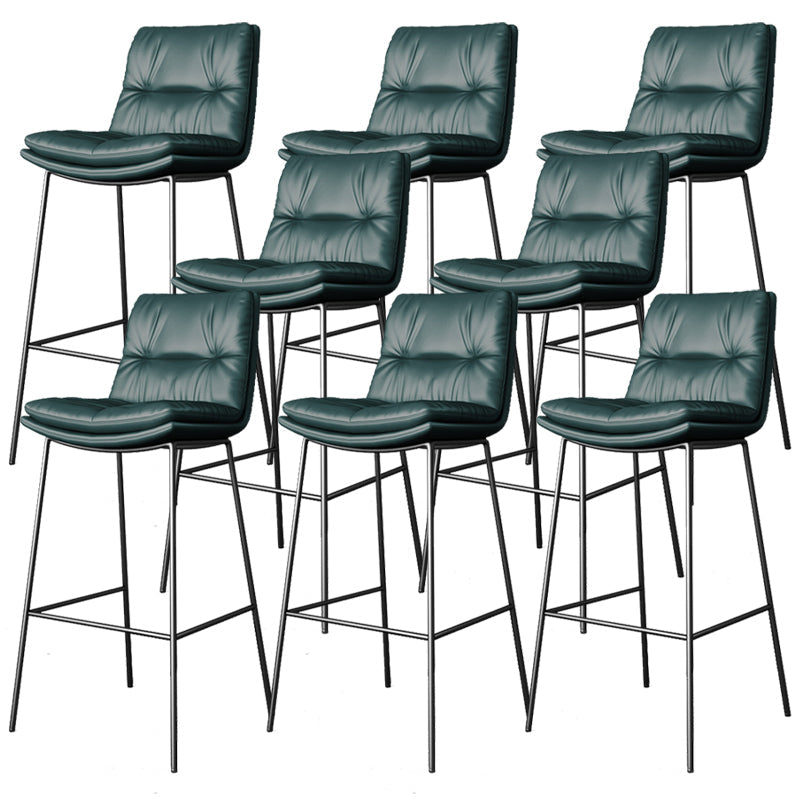 Scandinavian Metal Barstool Faux Leather Counter Stool With Iron 4 Legs