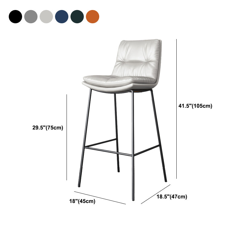 Scandinavian Metal Barstool Faux Leather Counter Stool With Iron 4 Legs