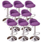 Modern Metal Barstool Faux Leather Upholstered Counter Stool in Matte Finish for Indoor