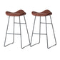 Industrial PU Leather Bar Stool Low Back Stool with Metal Base Dark Brown 2 Piece Set Clearhalo 'Bar Furniture' 'Bar Stools' 'bar_stools' 'furn' 'furn_bar_stools' 'Furniture' 'Kitchen & Dining Furniture' 6022454