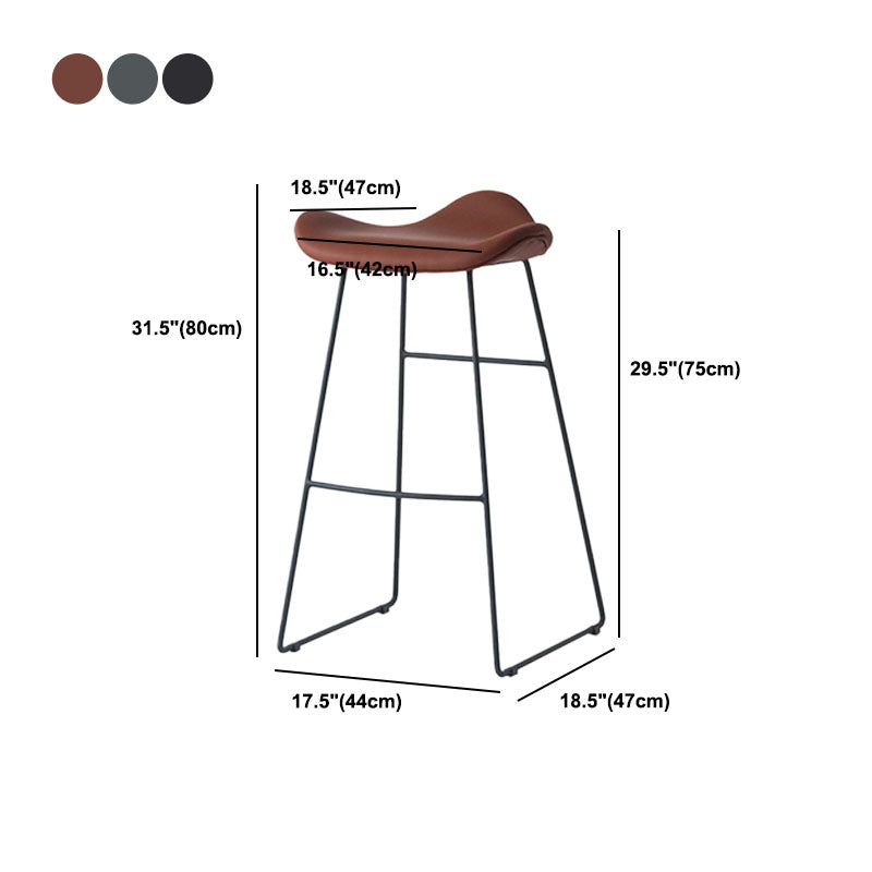 Industrial PU Leather Bar Stool Low Back Stool with Metal Base Clearhalo 'Bar Furniture' 'Bar Stools' 'bar_stools' 'furn' 'furn_bar_stools' 'Furniture' 'Kitchen & Dining Furniture' 6022480