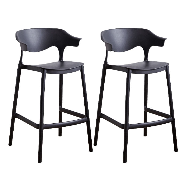 Scandinavian Plastic Barstool Low Back Counter Stool Footrest Furniture Black 2 Piece Set Counter Stool(26"H) Clearhalo 'Bar Furniture' 'Bar Stools' 'bar_stools' 'furn' 'furn_bar_stools' 'Furniture' 'Kitchen & Dining Furniture' 6022484