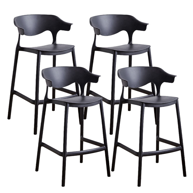 Scandinavian Plastic Barstool Low Back Counter Stool Footrest Furniture Black 4 Piece Set Counter Stool(26"H) Clearhalo 'Bar Furniture' 'Bar Stools' 'bar_stools' 'furn' 'furn_bar_stools' 'Furniture' 'Kitchen & Dining Furniture' 6022486