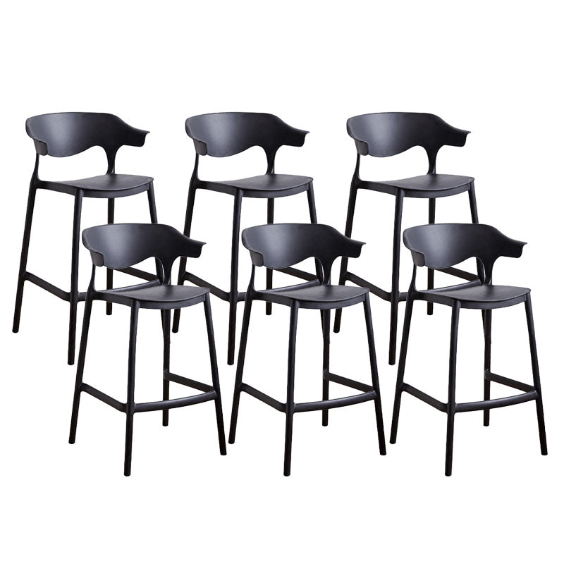 Scandinavian Plastic Barstool Low Back Counter Stool Footrest Furniture Black 6 Piece Set Counter Stool(26"H) Clearhalo 'Bar Furniture' 'Bar Stools' 'bar_stools' 'furn' 'furn_bar_stools' 'Furniture' 'Kitchen & Dining Furniture' 6022488