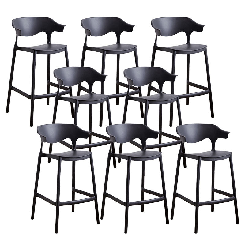 Scandinavian Plastic Barstool Low Back Counter Stool Footrest Furniture Black 8 Piece Set Counter Stool(26"H) Clearhalo 'Bar Furniture' 'Bar Stools' 'bar_stools' 'furn' 'furn_bar_stools' 'Furniture' 'Kitchen & Dining Furniture' 6022490