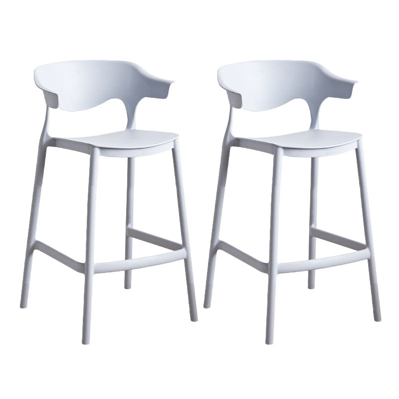Scandinavian Plastic Barstool Low Back Counter Stool Footrest Furniture Light Gray 2 Piece Set Counter Stool(26"H) Clearhalo 'Bar Furniture' 'Bar Stools' 'bar_stools' 'furn' 'furn_bar_stools' 'Furniture' 'Kitchen & Dining Furniture' 6022504