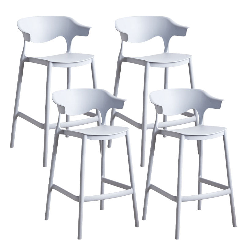 Scandinavian Plastic Barstool Low Back Counter Stool Footrest Furniture Light Gray 4 Piece Set Counter Stool(26"H) Clearhalo 'Bar Furniture' 'Bar Stools' 'bar_stools' 'furn' 'furn_bar_stools' 'Furniture' 'Kitchen & Dining Furniture' 6022505