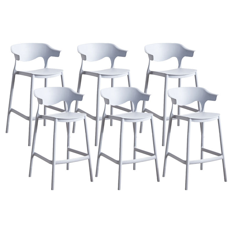 Scandinavian Plastic Barstool Low Back Counter Stool Footrest Furniture Light Gray 6 Piece Set Counter Stool(26"H) Clearhalo 'Bar Furniture' 'Bar Stools' 'bar_stools' 'furn' 'furn_bar_stools' 'Furniture' 'Kitchen & Dining Furniture' 6022507