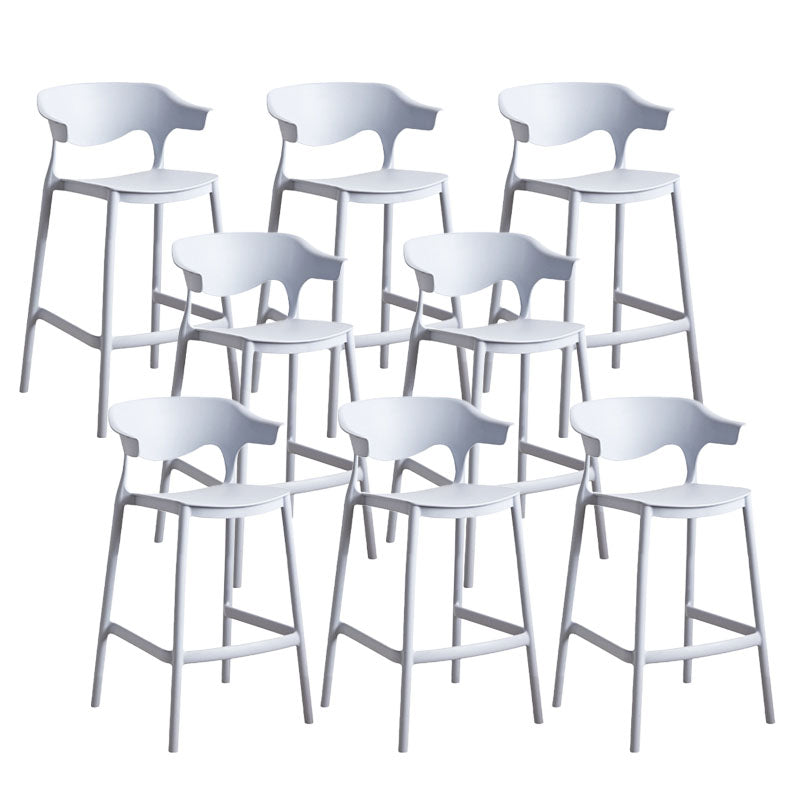 Scandinavian Plastic Barstool Low Back Counter Stool Footrest Furniture Light Gray 8 Piece Set Counter Stool(26"H) Clearhalo 'Bar Furniture' 'Bar Stools' 'bar_stools' 'furn' 'furn_bar_stools' 'Furniture' 'Kitchen & Dining Furniture' 6022508