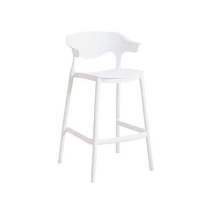 Scandinavian Plastic Barstool Low Back Counter Stool Footrest Furniture White 1 Piece Counter Stool(26"H)