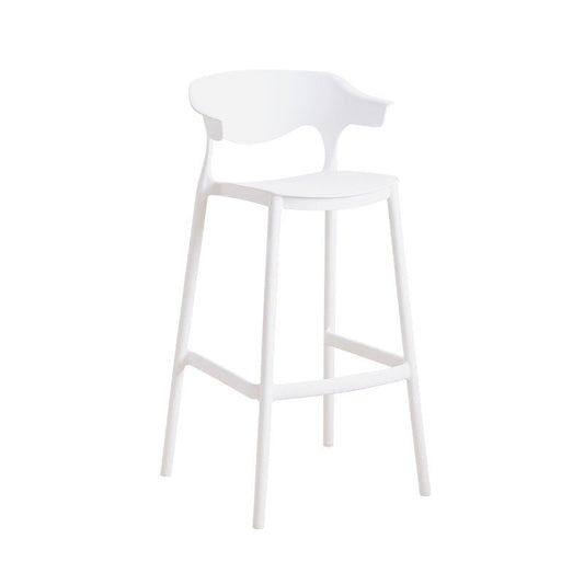 Scandinavian Plastic Barstool Low Back Counter Stool Footrest Furniture White 1 Piece Bar Stool(30"H)