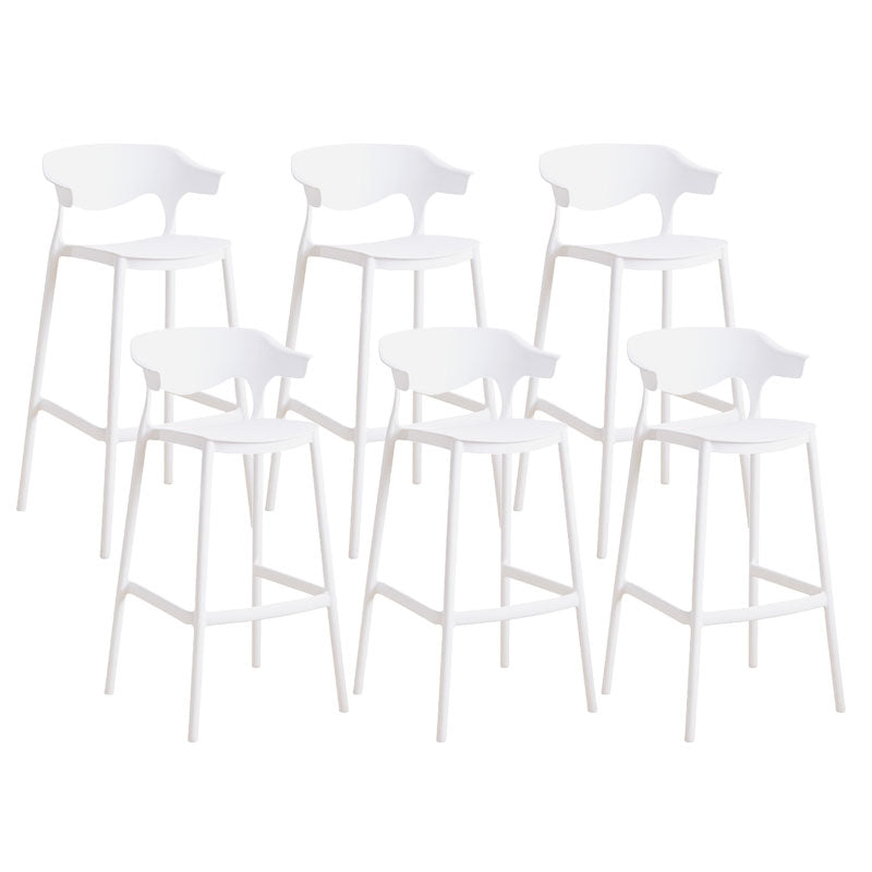 Scandinavian Plastic Barstool Low Back Counter Stool Footrest Furniture White 6 Piece Set Bar Stool(30"H) Clearhalo 'Bar Furniture' 'Bar Stools' 'bar_stools' 'furn' 'furn_bar_stools' 'Furniture' 'Kitchen & Dining Furniture' 6022522