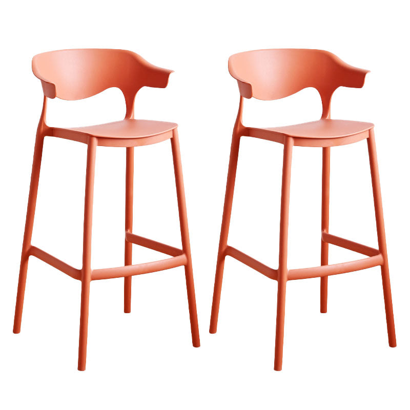 Scandinavian Plastic Barstool Low Back Counter Stool Footrest Furniture Red 2 Piece Set Bar Stool(30"H) Clearhalo 'Bar Furniture' 'Bar Stools' 'bar_stools' 'furn' 'furn_bar_stools' 'Furniture' 'Kitchen & Dining Furniture' 6022530