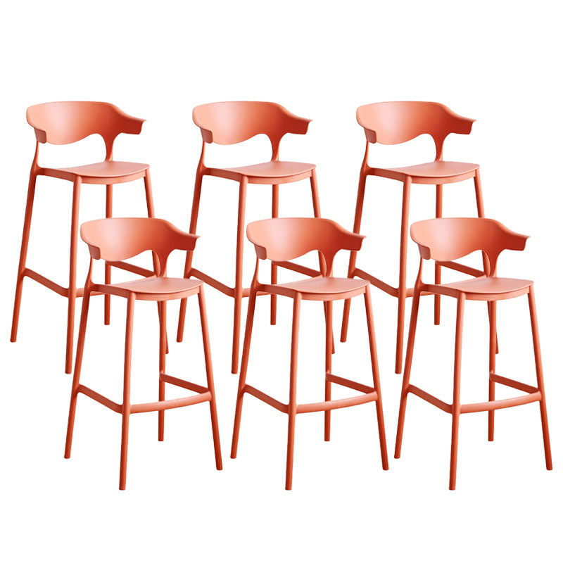 Scandinavian Plastic Barstool Low Back Counter Stool Footrest Furniture Red 6 Piece Set Bar Stool(30"H) Clearhalo 'Bar Furniture' 'Bar Stools' 'bar_stools' 'furn' 'furn_bar_stools' 'Furniture' 'Kitchen & Dining Furniture' 6022532
