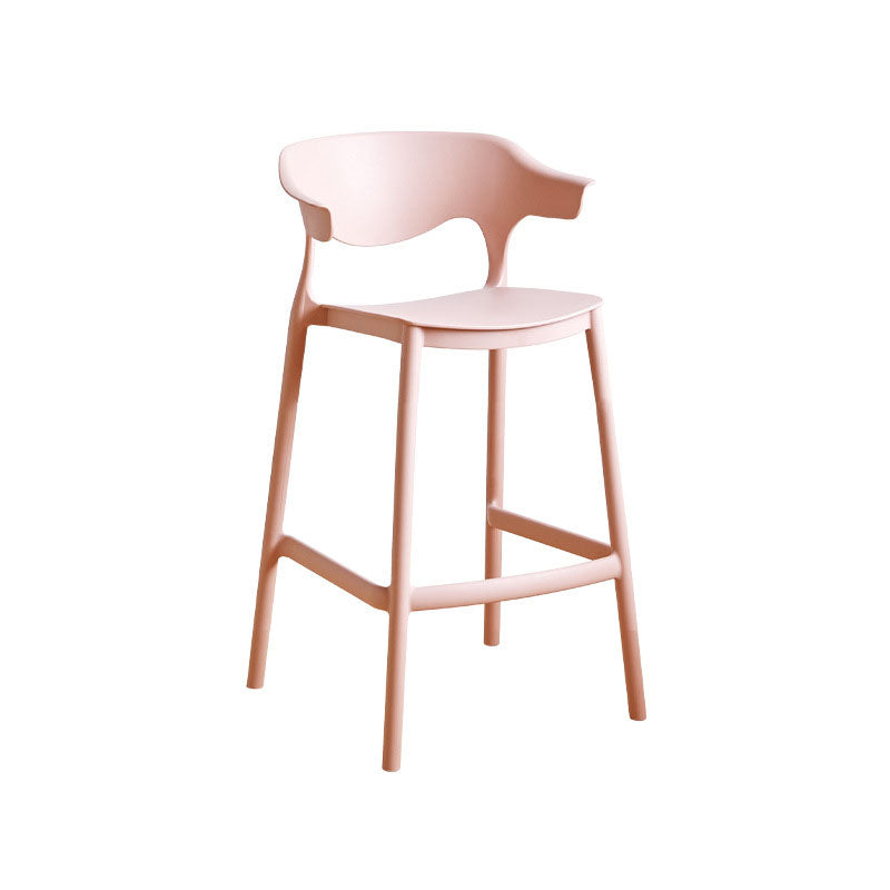Scandinavian Plastic Barstool Low Back Counter Stool Footrest Furniture Pink 1 Piece Counter Stool(26"H) Clearhalo 'Bar Furniture' 'Bar Stools' 'bar_stools' 'furn' 'furn_bar_stools' 'Furniture' 'Kitchen & Dining Furniture' 6022534