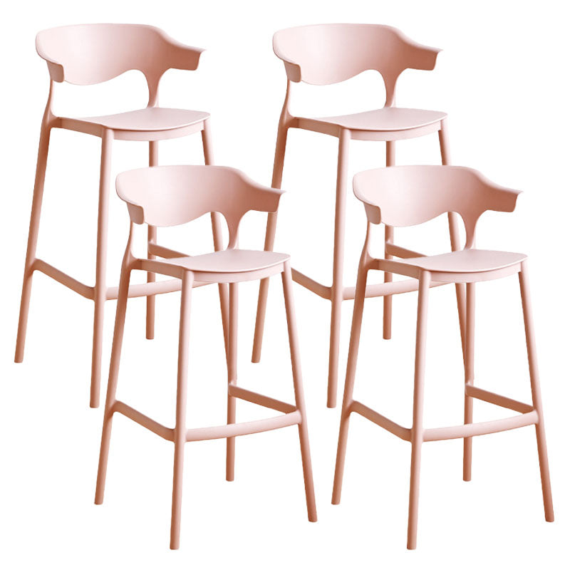 Scandinavian Plastic Barstool Low Back Counter Stool Footrest Furniture Pink 4 Piece Set Bar Stool(30"H) Clearhalo 'Bar Furniture' 'Bar Stools' 'bar_stools' 'furn' 'furn_bar_stools' 'Furniture' 'Kitchen & Dining Furniture' 6022541