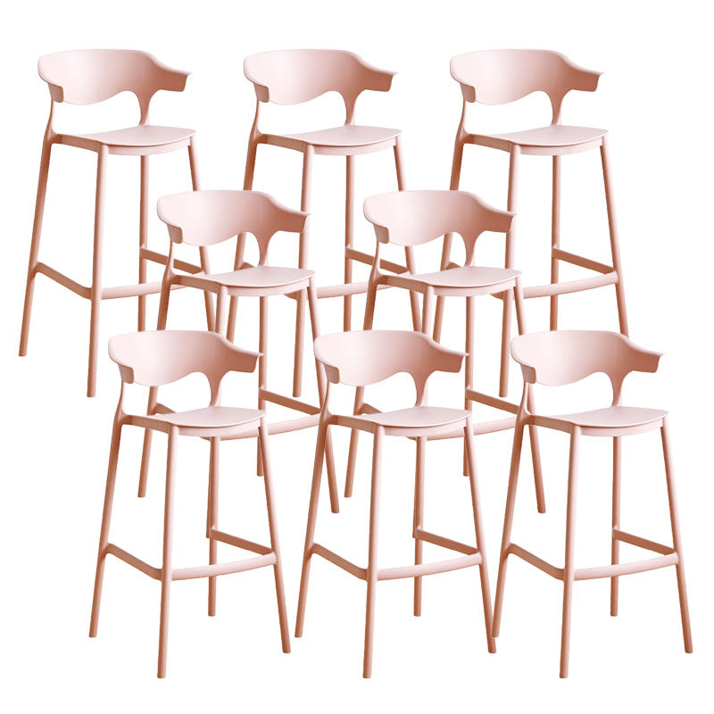 Scandinavian Plastic Barstool Low Back Counter Stool Footrest Furniture Pink 8 Piece Set Bar Stool(30"H) Clearhalo 'Bar Furniture' 'Bar Stools' 'bar_stools' 'furn' 'furn_bar_stools' 'Furniture' 'Kitchen & Dining Furniture' 6022543