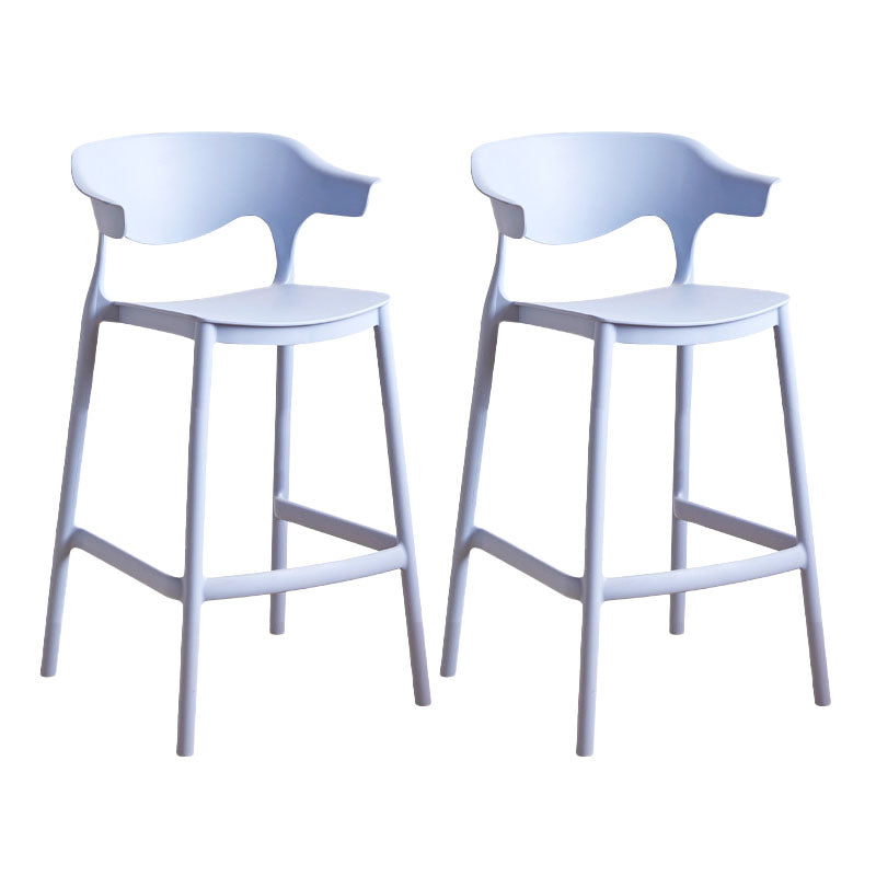 Scandinavian Plastic Barstool Low Back Counter Stool Footrest Furniture Light Blue 2 Piece Set Counter Stool(26"H) Clearhalo 'Bar Furniture' 'Bar Stools' 'bar_stools' 'furn' 'furn_bar_stools' 'Furniture' 'Kitchen & Dining Furniture' 6022545