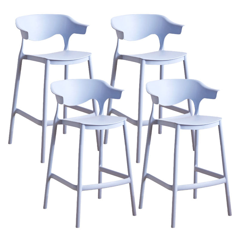Scandinavian Plastic Barstool Low Back Counter Stool Footrest Furniture Light Blue 4 Piece Set Counter Stool(26"H) Clearhalo 'Bar Furniture' 'Bar Stools' 'bar_stools' 'furn' 'furn_bar_stools' 'Furniture' 'Kitchen & Dining Furniture' 6022546