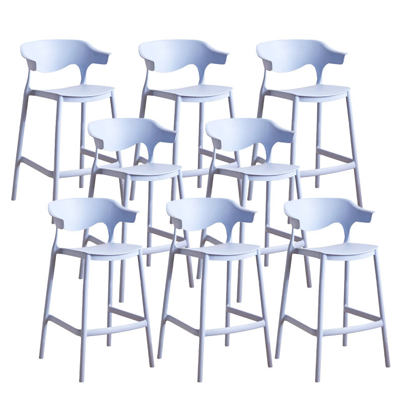 Scandinavian Plastic Barstool Low Back Counter Stool Footrest Furniture Light Blue 8 Piece Set Counter Stool(26"H) Clearhalo 'Bar Furniture' 'Bar Stools' 'bar_stools' 'furn' 'furn_bar_stools' 'Furniture' 'Kitchen & Dining Furniture' 6022548
