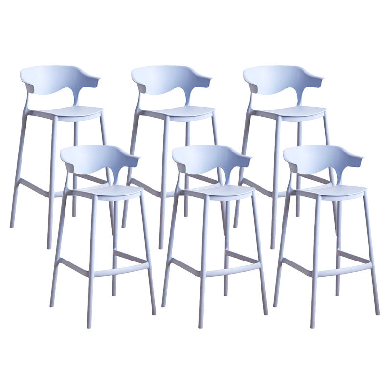 Scandinavian Plastic Barstool Low Back Counter Stool Footrest Furniture Light Blue 6 Piece Set Bar Stool(30"H) Clearhalo 'Bar Furniture' 'Bar Stools' 'bar_stools' 'furn' 'furn_bar_stools' 'Furniture' 'Kitchen & Dining Furniture' 6022552