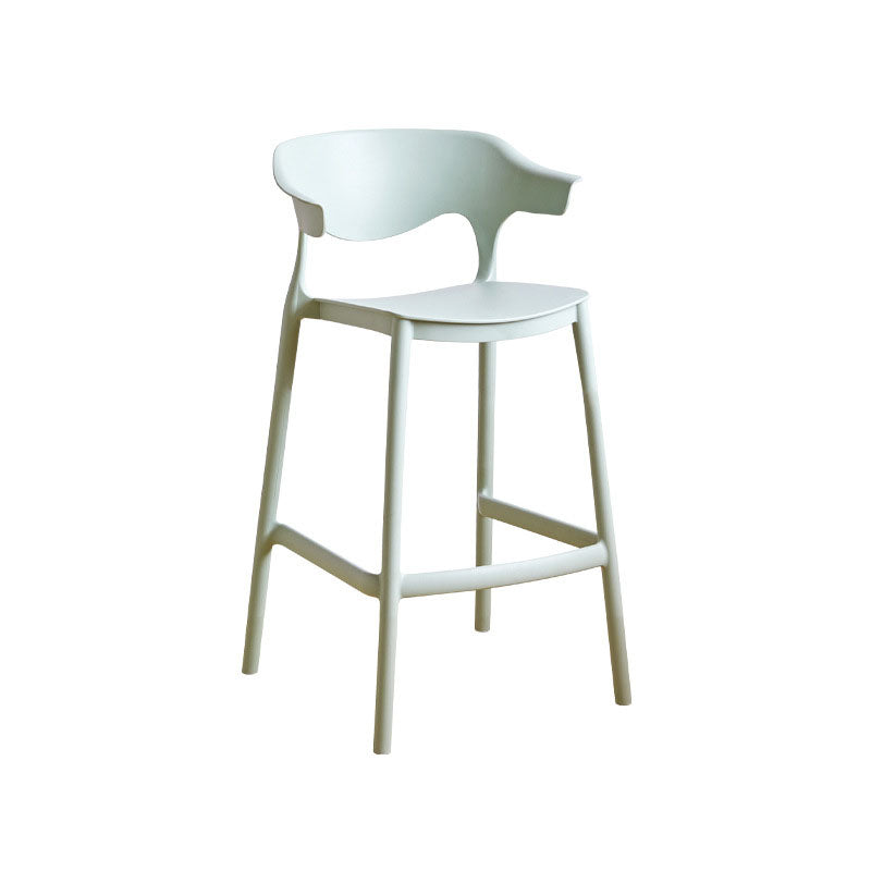 Scandinavian Plastic Barstool Low Back Counter Stool Footrest Furniture Green 1 Piece Counter Stool(26"H) Clearhalo 'Bar Furniture' 'Bar Stools' 'bar_stools' 'furn' 'furn_bar_stools' 'Furniture' 'Kitchen & Dining Furniture' 6022554