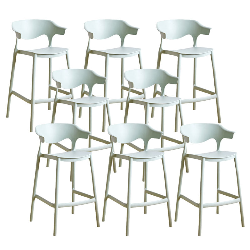 Scandinavian Plastic Barstool Low Back Counter Stool Footrest Furniture Green 8 Piece Set Counter Stool(26"H) Clearhalo 'Bar Furniture' 'Bar Stools' 'bar_stools' 'furn' 'furn_bar_stools' 'Furniture' 'Kitchen & Dining Furniture' 6022558