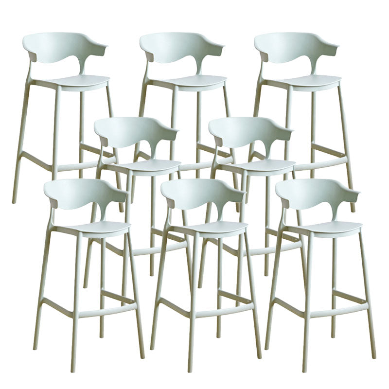Scandinavian Plastic Barstool Low Back Counter Stool Footrest Furniture Green 8 Piece Set Bar Stool(30"H) Clearhalo 'Bar Furniture' 'Bar Stools' 'bar_stools' 'furn' 'furn_bar_stools' 'Furniture' 'Kitchen & Dining Furniture' 6022563