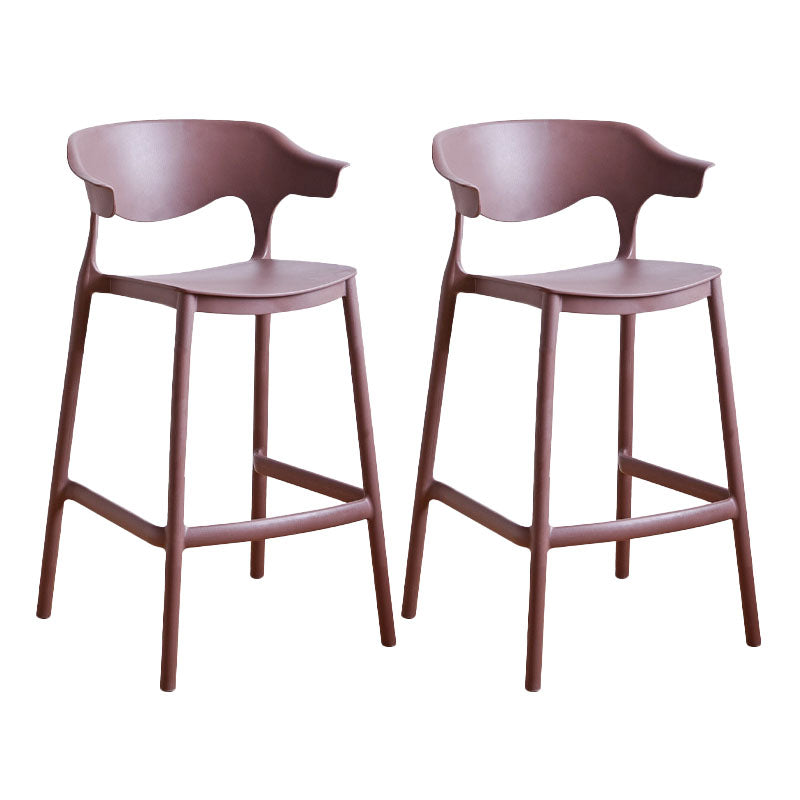 Scandinavian Plastic Barstool Low Back Counter Stool Footrest Furniture Coffee 2 Piece Set Counter Stool(26"H) Clearhalo 'Bar Furniture' 'Bar Stools' 'bar_stools' 'furn' 'furn_bar_stools' 'Furniture' 'Kitchen & Dining Furniture' 6022565