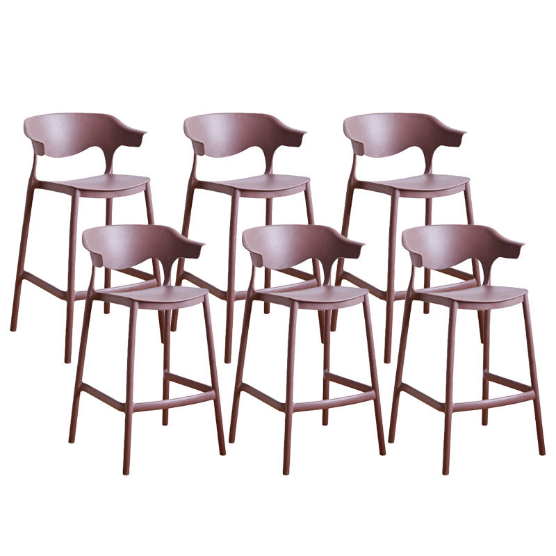 Scandinavian Plastic Barstool Low Back Counter Stool Footrest Furniture Coffee 6 Piece Set Counter Stool(26"H) Clearhalo 'Bar Furniture' 'Bar Stools' 'bar_stools' 'furn' 'furn_bar_stools' 'Furniture' 'Kitchen & Dining Furniture' 6022567