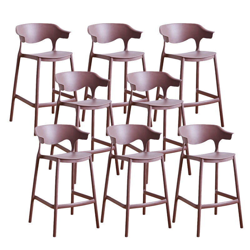 Scandinavian Plastic Barstool Low Back Counter Stool Footrest Furniture Coffee 8 Piece Set Counter Stool(26"H) Clearhalo 'Bar Furniture' 'Bar Stools' 'bar_stools' 'furn' 'furn_bar_stools' 'Furniture' 'Kitchen & Dining Furniture' 6022568
