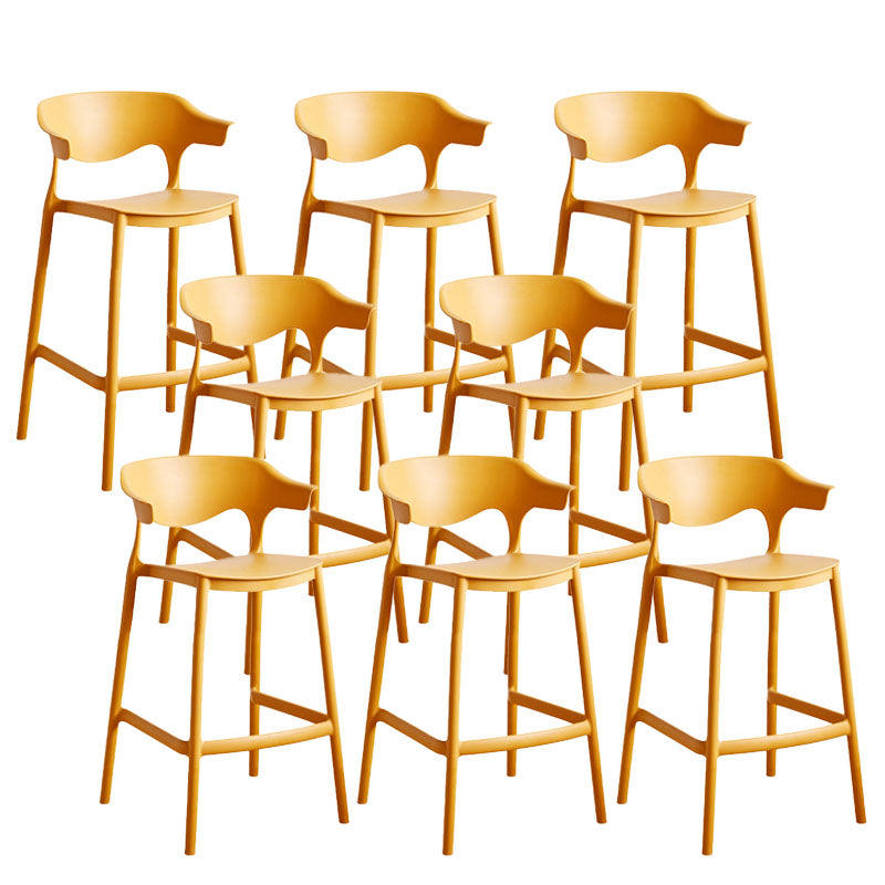 Scandinavian Plastic Barstool Low Back Counter Stool Footrest Furniture Ginger 8 Piece Set Counter Stool(26"H) Clearhalo 'Bar Furniture' 'Bar Stools' 'bar_stools' 'furn' 'furn_bar_stools' 'Furniture' 'Kitchen & Dining Furniture' 6022578