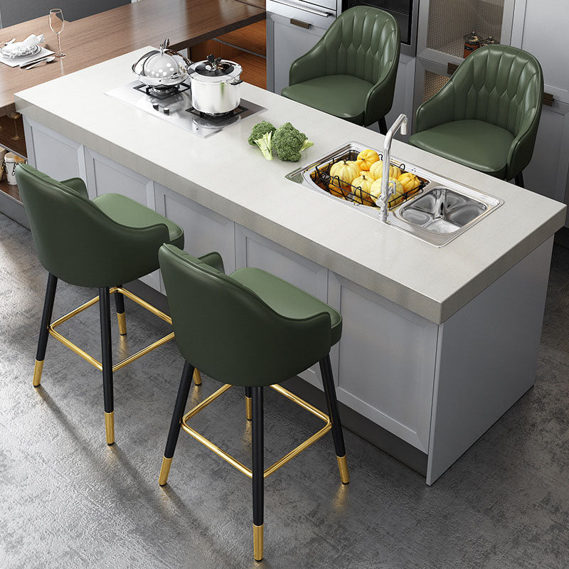 Glam Metall-Barhocker, Kunstleder, 4 Beine, Thekenhocker mit Fußstütze