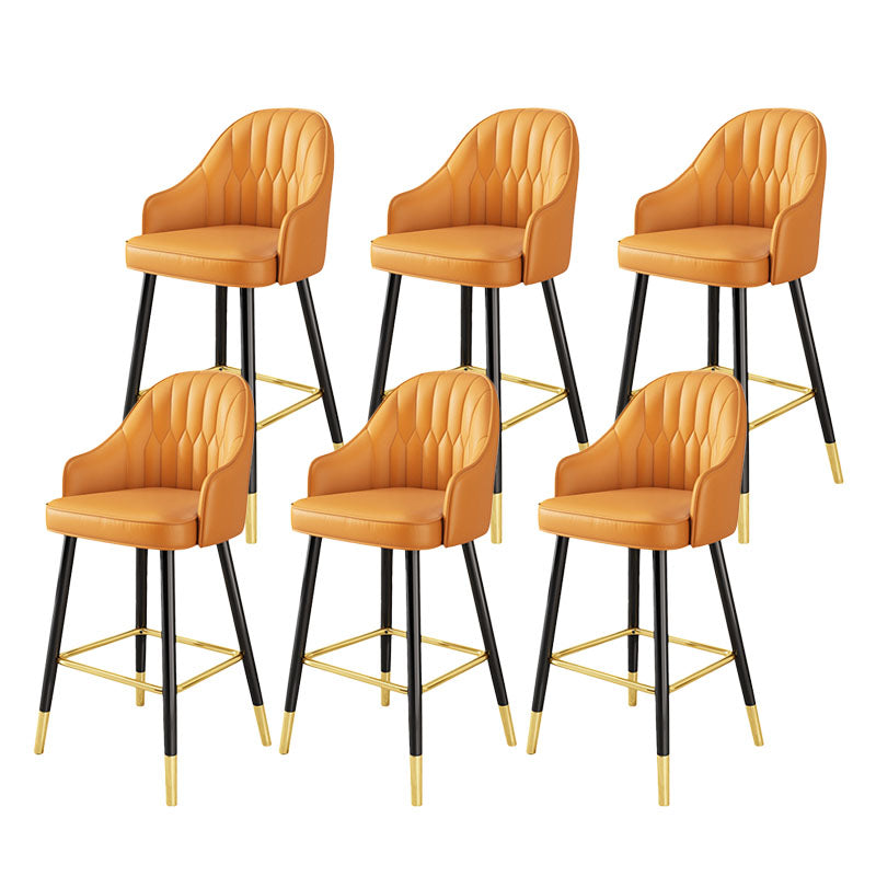 Glam Metall-Barhocker, Kunstleder, 4 Beine, Thekenhocker mit Fußstütze