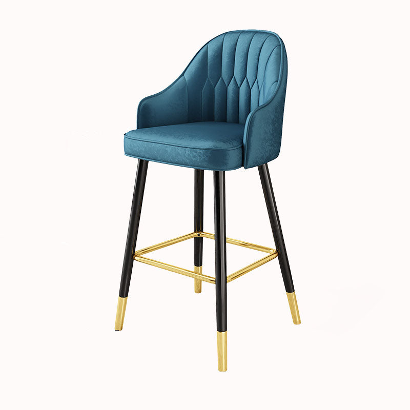 Glam Metall-Barhocker, Kunstleder, 4 Beine, Thekenhocker mit Fußstütze