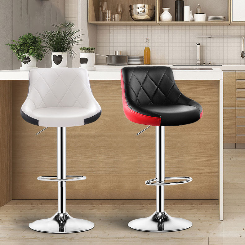 Sgabello da cuscino in pelle bassa in metallo in metallo scandinavo con base di ferro per bar