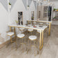 Tavolo da bar rettangolare con piano in marmo artificiale Tavolo da bar di lusso con base in metallo color oro
