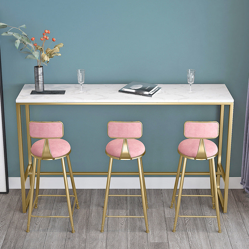 Glam Style Rectangle Bar Table Faux Marble Bar Table for Living Room