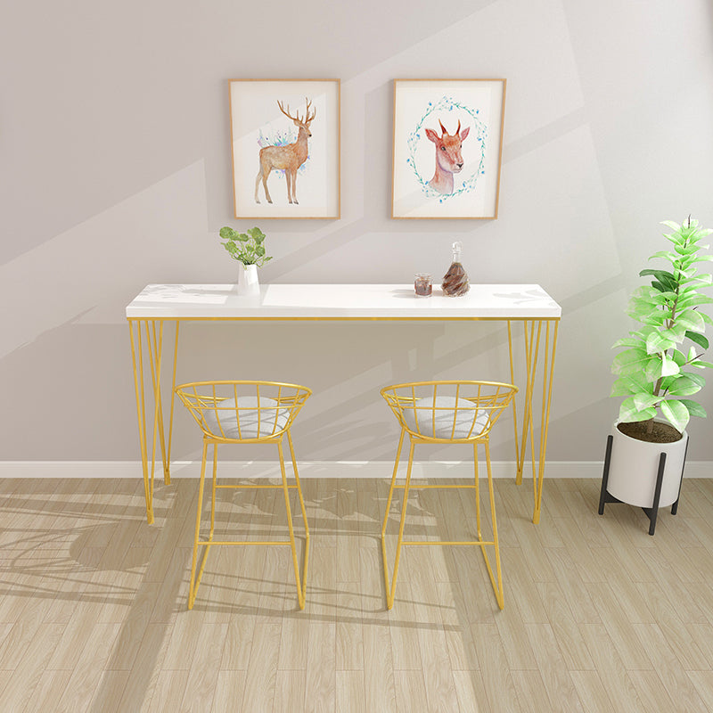 Tavolo da bar rettangolo in stile glam tavolo da pranzo in legno solido con 4 gambe