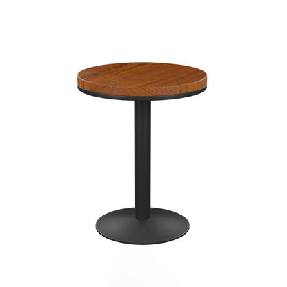 Round Wooden Pub Table Industrial Brown Bistro Bar Table with Metal Pedestal 21.7"L x 21.7"W x 29.5"H Without Chairs Clearhalo 'Bar Furniture' 'Bar Tables' 'bar_tables' 'furn' 'furn_bar_tables' 'Furniture' 'Kitchen & Dining Furniture' 6023041