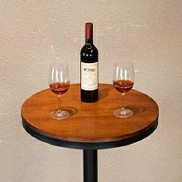Round Wooden Pub Table Industrial Brown Bistro Bar Table with Metal Pedestal Clearhalo 'Bar Furniture' 'Bar Tables' 'bar_tables' 'furn' 'furn_bar_tables' 'Furniture' 'Kitchen & Dining Furniture' 6023047