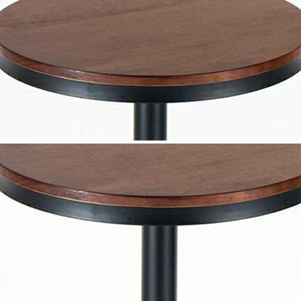 Round Wooden Pub Table Industrial Brown Bistro Bar Table with Metal Pedestal Clearhalo 'Bar Furniture' 'Bar Tables' 'bar_tables' 'furn' 'furn_bar_tables' 'Furniture' 'Kitchen & Dining Furniture' 6023049