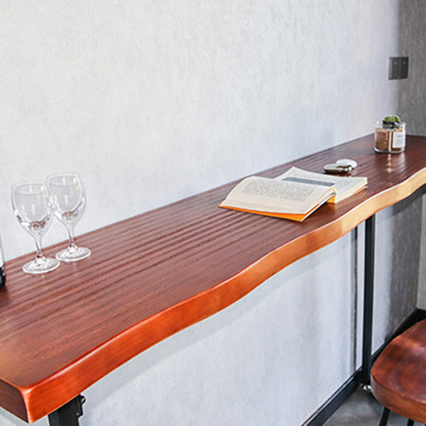 Solid Wood Bar Dining Table Specialty Brown Bar Height Cocktail Table with Sled Base