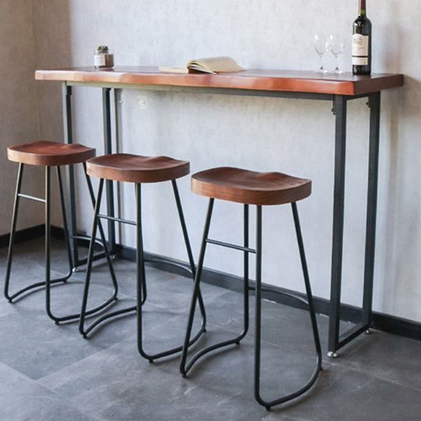 Solid Wood Bar Dining Table Specialty Brown Bar Height Cocktail Table with Sled Base