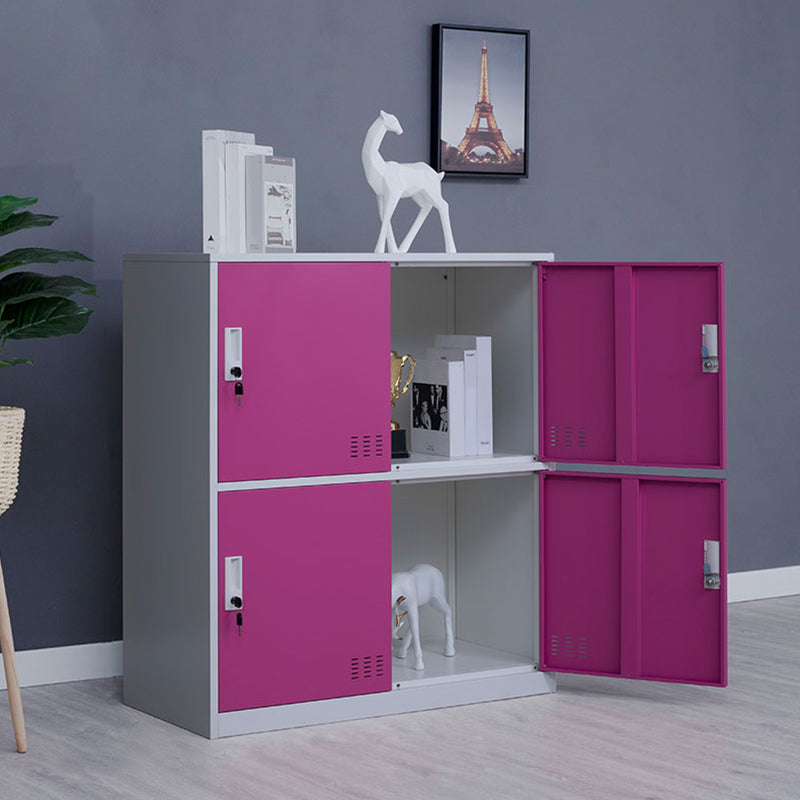 Metal Non-Hanging Armoire Modern Storage Cabinet with Hinged Doors Pink 4 Clearhalo 'Armoires & Wardrobes' 'armoires_wardrobes' 'Bedroom Furniture' 'furn' 'furn_armoires_wardrobes' 'Furniture' 6023203